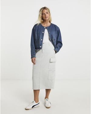 Simply Be Pocket Cargo Midi Skirt - Blue