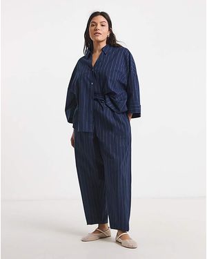 Simply Be Pinstripe Barrel Trouser - Blue