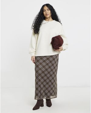 Simply Be Check Mesh Midaxi Skirt - White