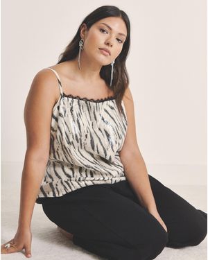 Simply Be Print Clear Sequin Cami Top - Black