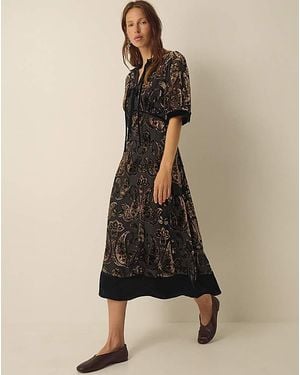 Monsoon Jaz Paisley Devore Midi Dress - Natural