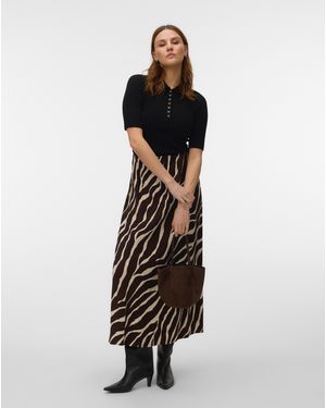 Vero Moda Maddie Zebra Ankle Skirt - Black