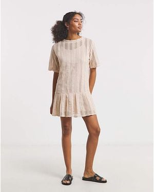 Native Youth Stripe Peplum Dress - Natural