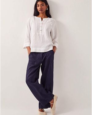 Monsoon Jolie Wide Leg Linen Trousers - Blue