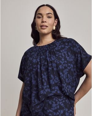 Julipa Gathered Neck Blouse - Blue
