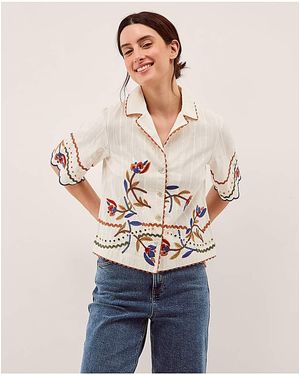Monsoon Polly Floral Embroidered Shirt - Natural