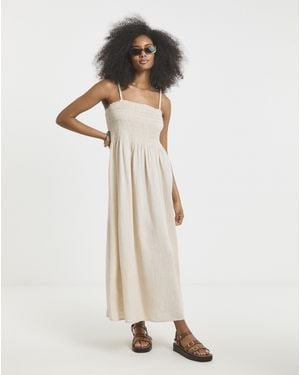 Simply Be Shirred Bandeau Midi Dress - White