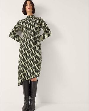 Monsoon Claudia Check Knit Midi Dress - Green