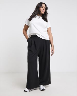 Simply Be Scuba Crepe Wide Leg Trousers - Blue
