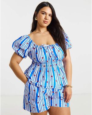 Simply Be Embroidered Short - Blue