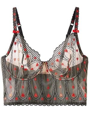 Simply Be Sexy Stripy Hearts Non Padded Bra - Brown