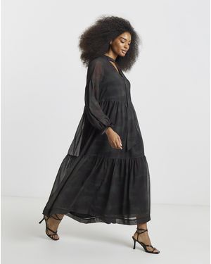 Simply Be Tiered Georgette Maxi Dress - Black