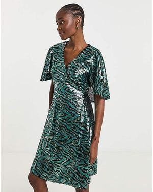 Lovedrobe Sequin Cape Mini Dress - Green