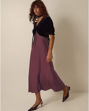 Monsoon Fiona Velvet Satin Midi Dress - Red