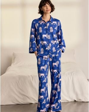 Chelsea Peers Long Button Up Set - Blue
