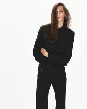 Mango Band Collar Jacket - Black