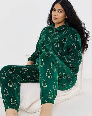 Pretty Secrets 1/4 Zip Fleece Twosie - Green