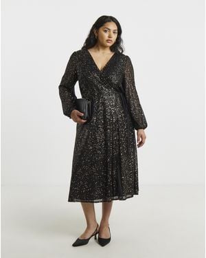 Lovedrobe Sequin Wrap Dress - Black