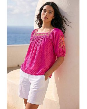 Roman Roman Embroidered Textured Top - Pink