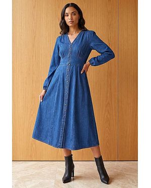 Roman Roman Button Through Midi Dress - Blue