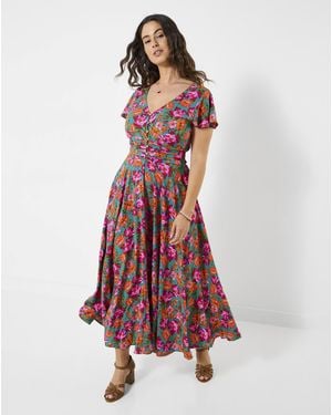Joe Browns Lara Floral Maxi Dress Petite - Red