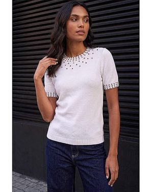 Roman Roman Embellished Knitted Top - Black