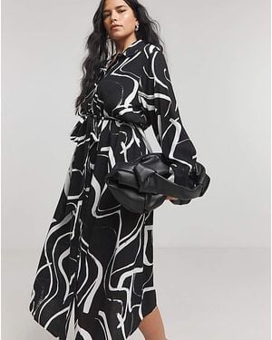 Simply Be Long Sleeve Shirt Dress - White