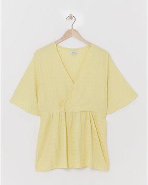 Simply Be Textured Jersey Wrap Top - Yellow