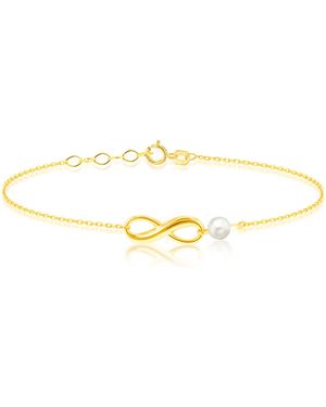 iJewel 9Ct Infinity Bracelet With Pearl - Metallic
