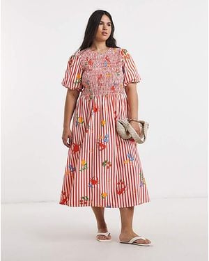 Simply Be Asymmetric Shirred Midi Dress