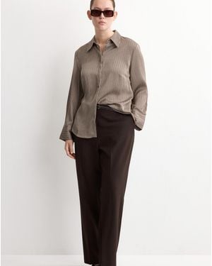 Mango Satin Striped Shirt - Brown