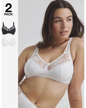 Pretty Secrets 2 Pack Lace Non Wired Full Cup Bras - White