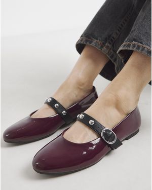 Simply Be Ballerina Studded Mary Jane Extra Wide - Red