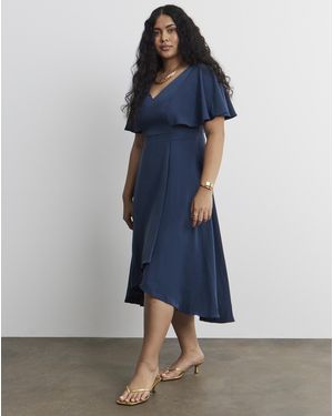 Joanna Hope Angel Sleeve Dress - Blue