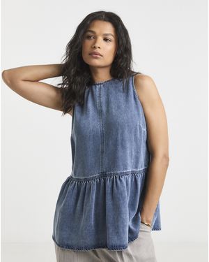 Simply Be Lyocell Peplum Top - Blue