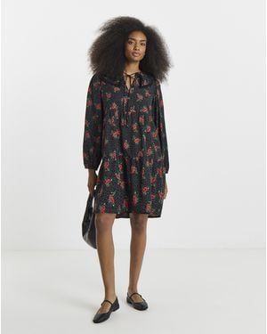 Simply Be Lace Trim Smock Dress - Black
