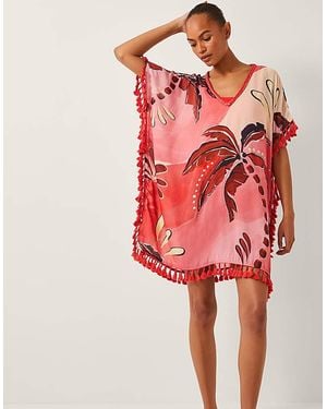 Monsoon Alex Palm Tassel Mini Kaftan - Red