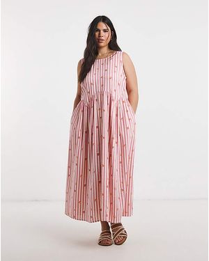 Simply Be Apron Midi Dress - Pink
