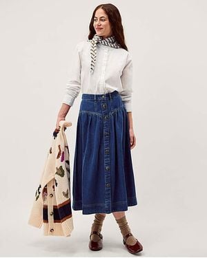 Monsoon Paige Frilled Poplin Shirt - Blue