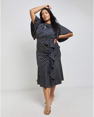 Little Mistress Spot Print Midaxi Dress - Blue