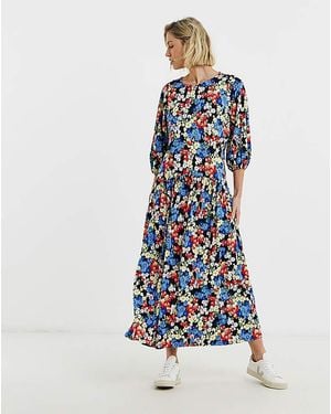 JD Williams Soft Touch Drop Waist Smock Dress - Blue