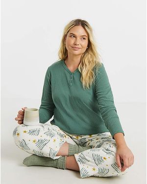 Pretty Secrets Fleece Henley Pj Set - Green