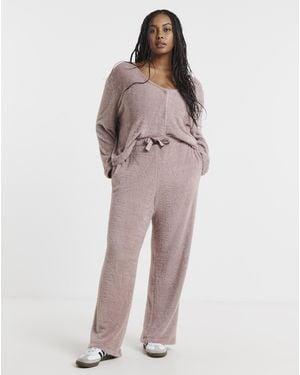 Simply Be Fluffy Wide Leg Jogger - Pink
