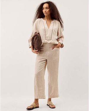 Monsoon Lucy Regular Linen Trousers - Natural