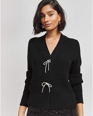 Simply Be Diamante Bow Cardigan - Black