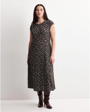 Mango Floral-Print Midi Dress Pome - Brown