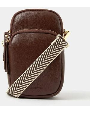 Accessorize Webbing Strap Phone Bag - Brown