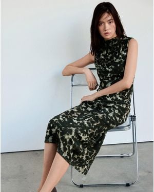 Mango Printed Mesh Dress - Grey