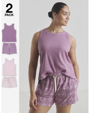 Simply Be Celestial 2 Pack Racer Vest Shortie Set - Purple