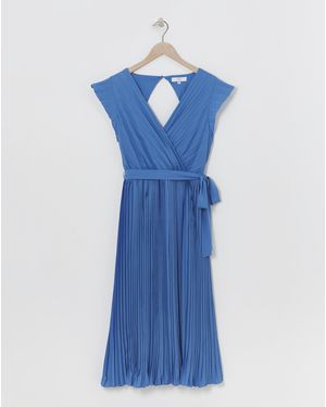 Joanna Hope Pleated Belted Midi Dress - Blue